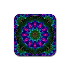 Star Of Leaves, Abstract Magenta Green Forest Drink Coaster (square) by DianeClancy