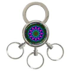 Star Of Leaves, Abstract Magenta Green Forest 3-ring Key Chain by DianeClancy