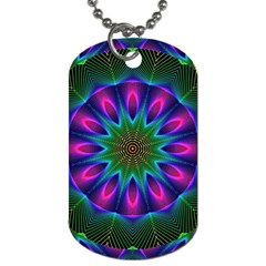 Star Of Leaves, Abstract Magenta Green Forest Dog Tag (one Sided)