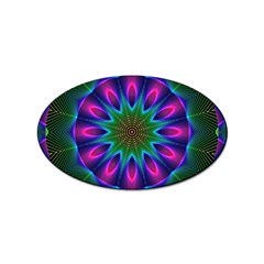 Star Of Leaves, Abstract Magenta Green Forest Sticker 100 Pack (oval)