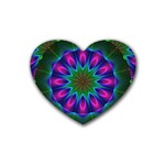 Star Of Leaves, Abstract Magenta Green Forest Drink Coasters 4 Pack (Heart)  Front