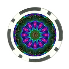 Star Of Leaves, Abstract Magenta Green Forest Poker Chip by DianeClancy