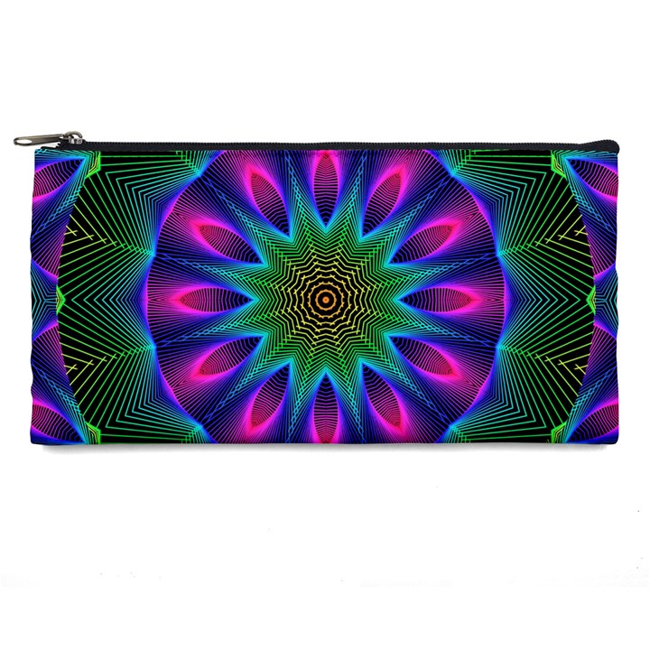 Star Of Leaves, Abstract Magenta Green Forest Pencil Case