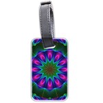 Star Of Leaves, Abstract Magenta Green Forest Luggage Tag (Two Sides) Front