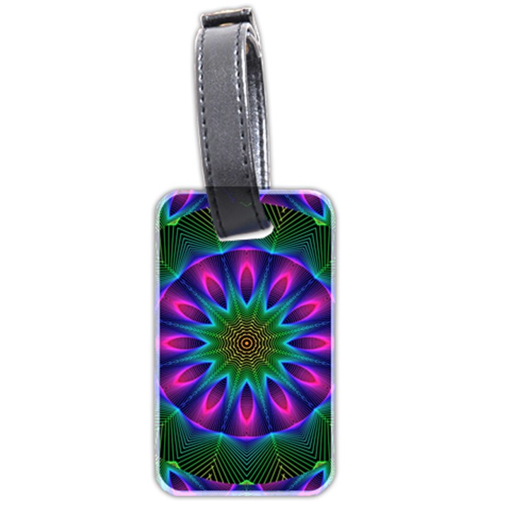 Star Of Leaves, Abstract Magenta Green Forest Luggage Tag (Two Sides)