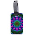 Star Of Leaves, Abstract Magenta Green Forest Luggage Tag (Two Sides) Back