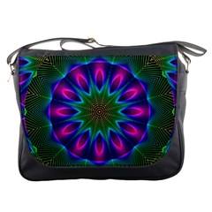 Star Of Leaves, Abstract Magenta Green Forest Messenger Bag