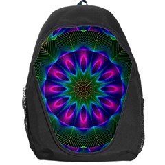 Star Of Leaves, Abstract Magenta Green Forest Backpack Bag by DianeClancy