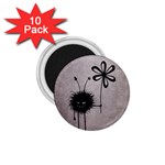 Evil Flower Bug Vintage 1.75  Button Magnet (10 pack) Front