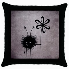 Evil Flower Bug Vintage Black Throw Pillow Case