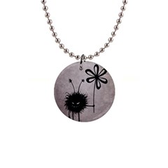 Evil Flower Bug Vintage Button Necklace by CreaturesStore