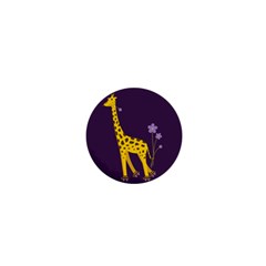 Purple Roller Skating Cute Cartoon Giraffe 1  Mini Button