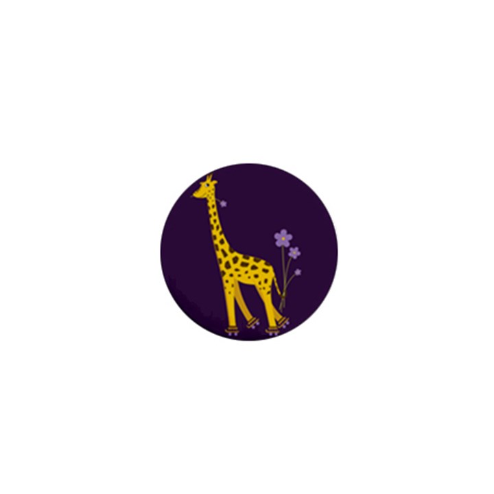 Purple Roller Skating Cute Cartoon Giraffe 1  Mini Button Magnet