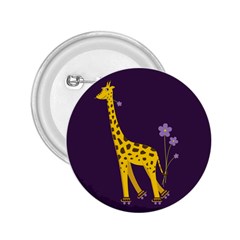 Purple Roller Skating Cute Cartoon Giraffe 2 25  Button