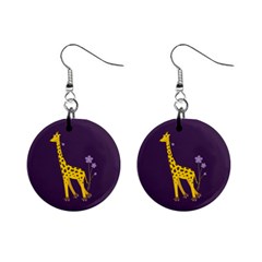 Purple Roller Skating Cute Cartoon Giraffe Mini Button Earrings