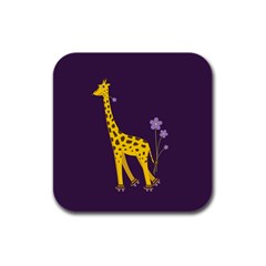 Purple Roller Skating Cute Cartoon Giraffe Drink Coasters 4 Pack (square) by CreaturesStore