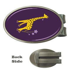 Purple Roller Skating Cute Cartoon Giraffe Money Clip (oval) by CreaturesStore