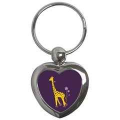 Purple Roller Skating Cute Cartoon Giraffe Key Chain (heart) by CreaturesStore