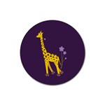 Purple Roller Skating Cute Cartoon Giraffe Drink Coaster (Round) Front