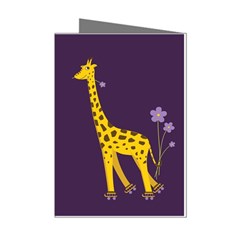 Purple Roller Skating Cute Cartoon Giraffe Mini Greeting Card (8 Pack) by CreaturesStore