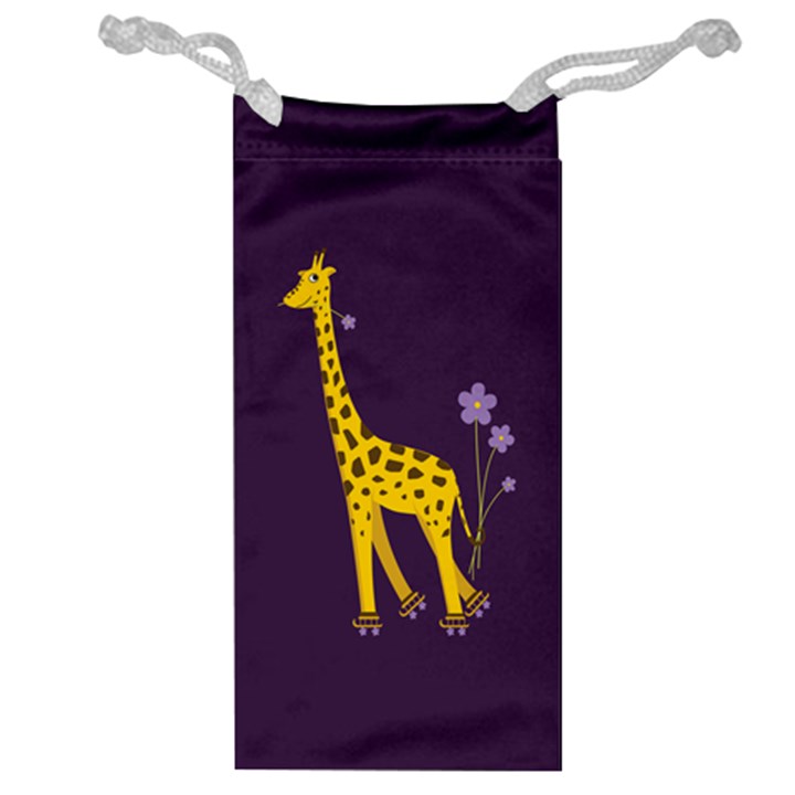 Purple Roller Skating Cute Cartoon Giraffe Jewelry Bag