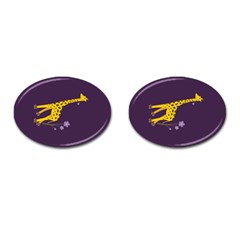 Purple Roller Skating Cute Cartoon Giraffe Cufflinks (oval) by CreaturesStore