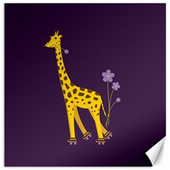 Purple Roller Skating Cute Cartoon Giraffe Canvas 16  X 16  (unframed) by CreaturesStore