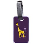 Purple Roller Skating Cute Cartoon Giraffe Luggage Tag (Two Sides) Front