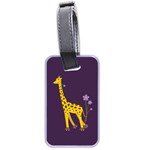 Purple Roller Skating Cute Cartoon Giraffe Luggage Tag (Two Sides) Back