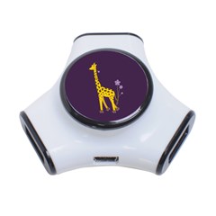 Purple Roller Skating Cute Cartoon Giraffe 3 Port Usb Hub by CreaturesStore