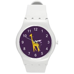 Purple Roller Skating Cute Cartoon Giraffe Plastic Sport Watch (medium) by CreaturesStore