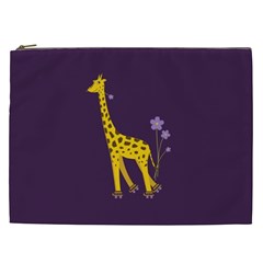 Purple Roller Skating Cute Cartoon Giraffe Cosmetic Bag (xxl)