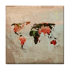 Vintageworldmap1200 Ceramic Tile by mjdesigns