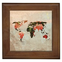 Vintageworldmap1200 Framed Ceramic Tile by mjdesigns