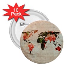 Vintageworldmap1200 2 25  Button (10 Pack)