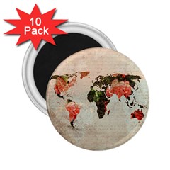 Vintageworldmap1200 2 25  Button Magnet (10 Pack)