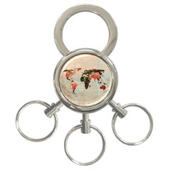 Vintageworldmap1200 3-ring Key Chain