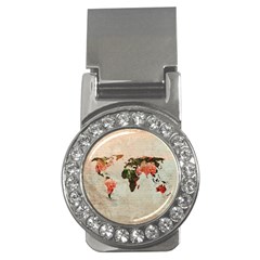 Vintageworldmap1200 Money Clip (cz) by mjdesigns