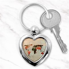 Vintageworldmap1200 Key Chain (heart)