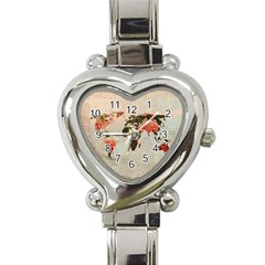 Vintageworldmap1200 Heart Italian Charm Watch 