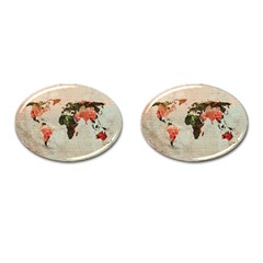 Vintageworldmap1200 Cufflinks (oval)