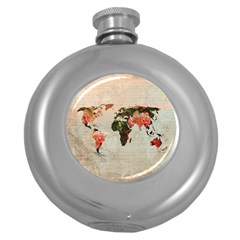 Vintageworldmap1200 Hip Flask (round)