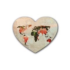 Vintageworldmap1200 Drink Coasters 4 Pack (heart) 