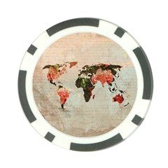 Vintageworldmap1200 Poker Chip by mjdesigns