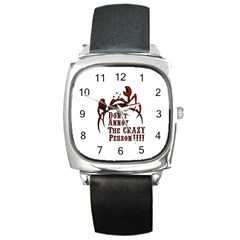 Crazy Person Square Leather Watch