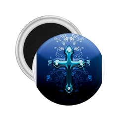 Glossy Blue Cross Live Wp 1 2 S 307x512 2 25  Button Magnet by ukbanter