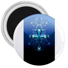 Glossy Blue Cross Live Wp 1 2 S 307x512 3  Button Magnet by ukbanter