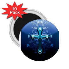 Glossy Blue Cross Live Wp 1 2 S 307x512 2 25  Button Magnet (10 Pack) by ukbanter