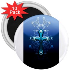 Glossy Blue Cross Live Wp 1 2 S 307x512 3  Button Magnet (10 Pack) by ukbanter