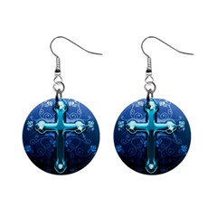 Glossy Blue Cross Live Wp 1 2 S 307x512 Mini Button Earrings